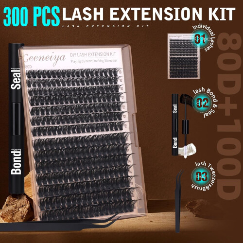 Κιτ DIY για Όγκο Βλεφαρίδων – D-Curl, 10-16mm, 300 τεμάχια, Αδιάβροχο Bond & Seal, Τσιμπιδάκια – 1