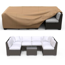 Waterdichte, robuuste hoes voor tuinmeubelen, geschikt voor een modulaire loungeset, rieten/rotan tafel en stoelen, 309 cm lang 145 cm breed 71