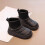 Kinder-Winterstiefel, schwarz, einfarbig, Größe 13,5 8