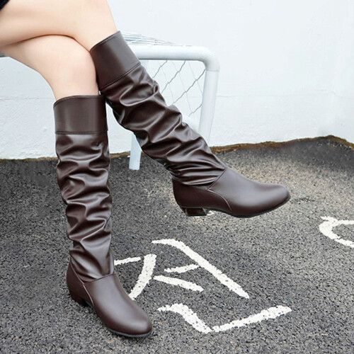Γυναικεία Παπούτσια UTTOASFAY Clearance, Γυναικεία Μπότες Slip-On με Τετράγωνο Τακούνι, 1