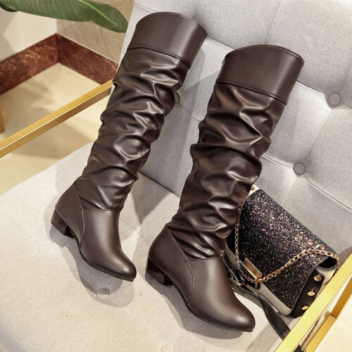 Γυναικεία Παπούτσια UTTOASFAY Clearance, Γυναικεία Μπότες Slip-On με Τετράγωνο Τακούνι, 2