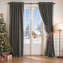 Velvet Blackout Curtains, Thermal Insulated, Super Soft Luxury Drapes for Living Room & Bedroom, Rod Pocket, 2 Panels, Grey, 42"x84"