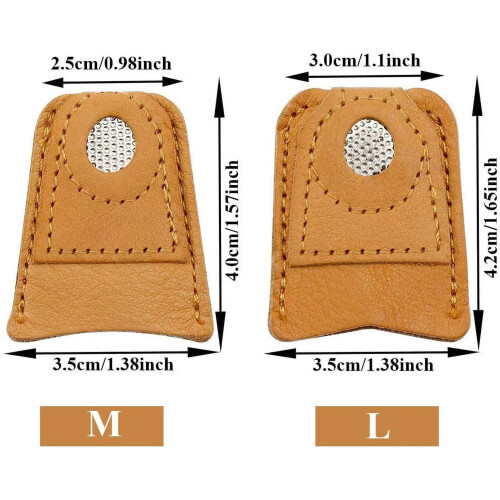 Thimble Finger Protector for Sewing, Leather, 4 Pieces (2 1