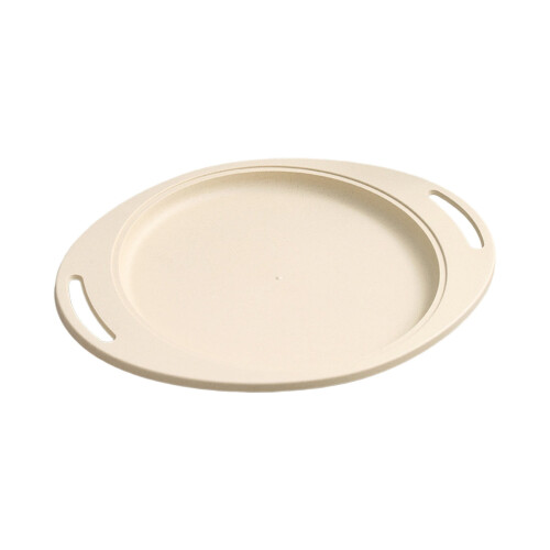 Oval Plastic Dinner Plates with Handles – 34x27 cm, Beige 1