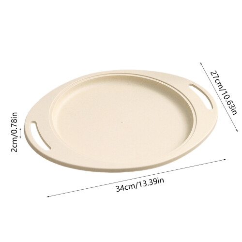 Oval Plastic Dinner Plates with Handles – 34x27 cm, Beige 2