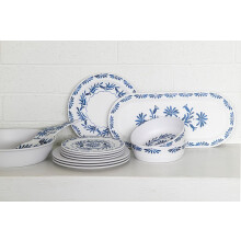 Azul Dinner Plate, 10.5-inch, Pure Melamine, Indoor/Outdoor, Blue and White, Set of 6