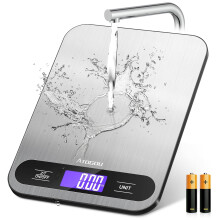 Scála Bia, Scála Cistine Digiteach 33lb/15kg le Taispeántas LCD Lán-Radharc, Dromchla Cruach Dhosmálta Marthanach, le haghaidh Cócaireachta,