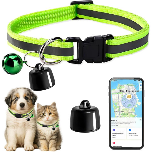 Cat Dog Tracker with Collars, Smart Cats Tracker No Monthly Fee, No SIM Required, Compatible with iOS/Android, Global Tracking Device for All Cats