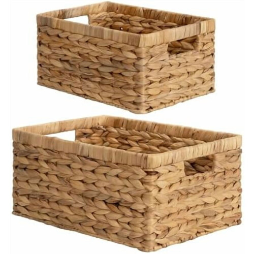 Handwoven Wicker Storage Basket with Handles