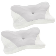 Queen size cervikal nackkudde, svalkande minnesskum för smärtlindring och stöd – ergonomisk, 2-pack grå