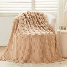 Super Soft Twin Blanket Brown Premium Silky Flannel Fleece 3D Checkered Lightweight Bed Blanket All Season Use (Brown Checkered, Twin(60"x80"))
