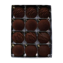 Velvet Christmas Ornaments Set Brown Flocked 12PCS 60mm