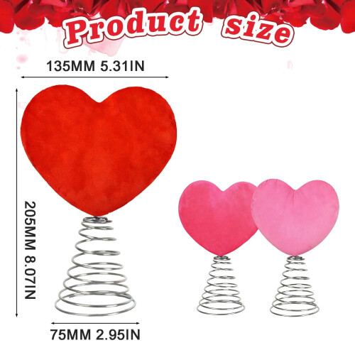 Velvet Heart Tree Topper 8 Inch Red 2