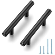 Poignées de meuble noir mat 10 cm (4 pouces) - Lot de 30