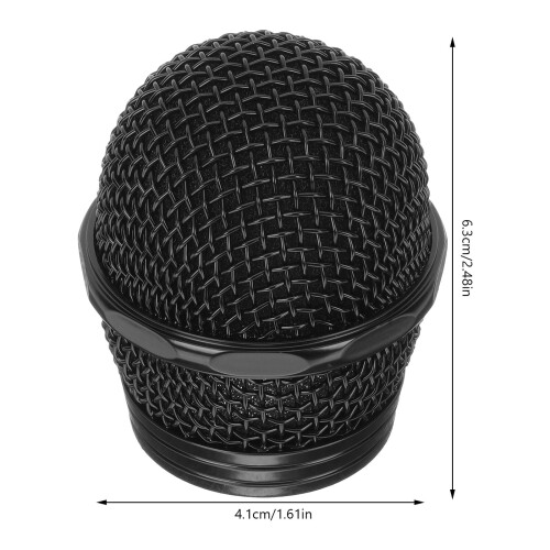Cabeça de esfera para microfone com grade metálica, 1 peça, 6,35 x 4,06 cm (2,5 x 1,6 polegadas). 1