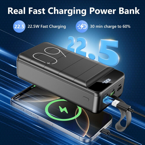 Power Bank 60000mAh με γρήγορη φόρτιση USB-C 22,5W 1