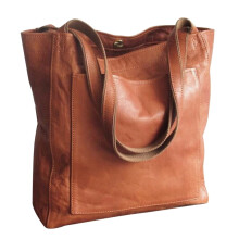LoyGkgas Neue modische Damen-Schultertasche aus weichem PU-Leder, lässige große Handtasche (Braun)