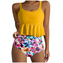 Summer Women's Vintage Printed Swimsuit Sets Conservative Swimwear Women's Printed Beach Skirt Bikini Swimsuit on Clearance