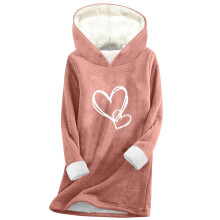 Damen-Hoodie, kuscheliger Pullover, langärmeliges Oberteil mit Rundhalsausschnitt, weiche Oberbekleidung, lässige, warme Herbst-Winter-Loungewear,