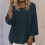 Γυναικεία Μπλούζα Plus Size Casual, Μονόχρωμη, Στρογγυλή Γιακάς και 3/4 Μανίκια, Χαλαρή 2