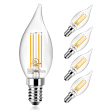 Dimmable E12LED Chandelier Bulbs, 60W Equivalent, 5000K Daylight, Flame Tip Vintage CA11, 5.5W600LM, 5Pack