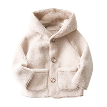 Manteau polaire d'hiver pour petits garçons et filles 2025, couleur unie, mignon, épais et chaud, à capuche et boutons, blanc, 2-3 ans