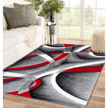 Tapis gris moderne abstrait 120x150 cm, motif géométrique, pour salon