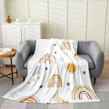 Regenboogwolk fleece deken 30x40 inch voor meisjes en kinderen – schattige cartoon plaid, lichtgewicht flanellen woonkamerdecoratie, geschikt voor