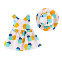 Farverig Polka Dot Sommer Casual Kjole Småbørn Piger Ærmeløs Sløjfe Rygløs Ferie Sommerkjoler Med Hat