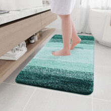 Mikrofiber Shaggy Badetæppe, Skridsikkert, Absorberende & Maskinvaskbart, 102x86 cm, Mørkegrøn, Rektangulær