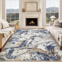 Area Rug 5x7 Machine Washable Rug Living Room Non-Slip Soft Floor Carpet Low Pile Modern Abstract Rug Foldable Rug Bedroom Dining Room Kitchen Blue