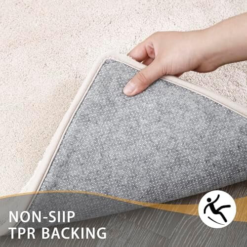 Beige High-Pile Foam Bath Rug 24 x 20 in 1