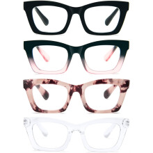 Lesebrille für Damen im Oprah-Stil, übergroß, quadratisch, mit Federscharnier und Blaulichtfilter