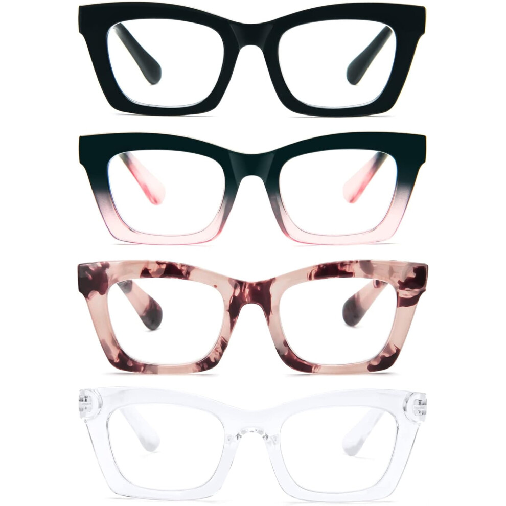 Reading Glasses for Women Oprah Style Oversized Square Spring Hinge Blue Light Blocking Glasses
