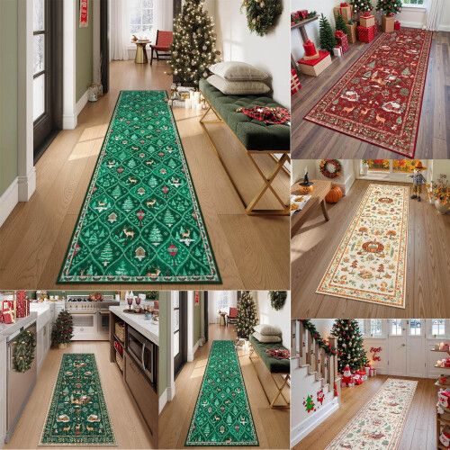 Christmas runner rug red non-slip washable 2x5 ft 2