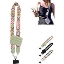 Clip and Go-rem för telefon med plånbok, telefonrem med plånbok, telefonrem med dragkedja, plånbok (flerfärgad1)