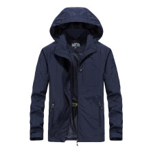 Casaco de inverno masculino com capuz, resistente ao vento e à água, para caminhadas e corridas ao ar livre – Azul escuro, tamanho 5XL, adequado