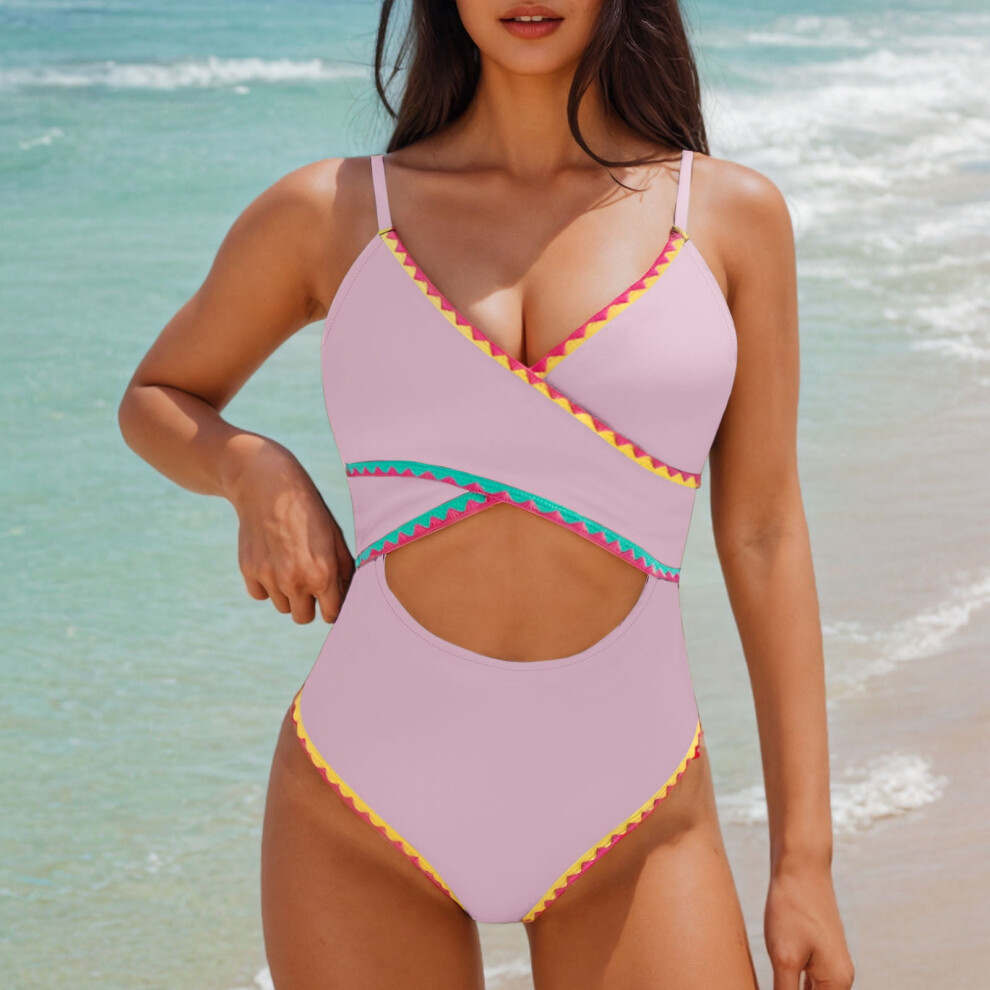 Sexy Womens Bathing Suits,Fashion Women Summer Solid Color with Chest Cushion and No Steel Support Sexy Backless Strap Bikini Swimsuit-image-OPC-PRRWKR2-NEW