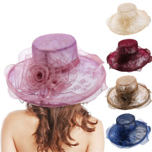 Organza Sun Hat for Women – Wide Brim Floral Design