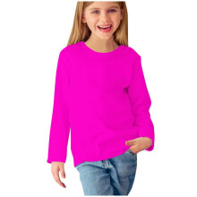 Tricouri pentru fete, mânecă lungă, imprimeuri, bluze drăguțe, guler rotund, bluze elegante, casual, haine, roz aprins, 11 ani