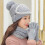 4PCS Γυναικείο καπέλο Beanie Knit με επένδυση από φλις, Σετ μάσκας χειμωνιάτικου κασκόλ, 3