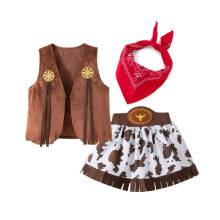 Conjunto de roupa infantil feminina estilo caubói, com colete, para festas de aniversário e Halloween. Ideal para meninas de 6 a 7 anos.