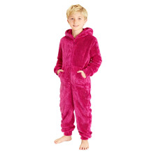 Macacão de pelúcia para meninos e meninas – Macacão quentinho com capuz, zíper e bolsos, cor sólida, para uso interno e externo, rosa pink,