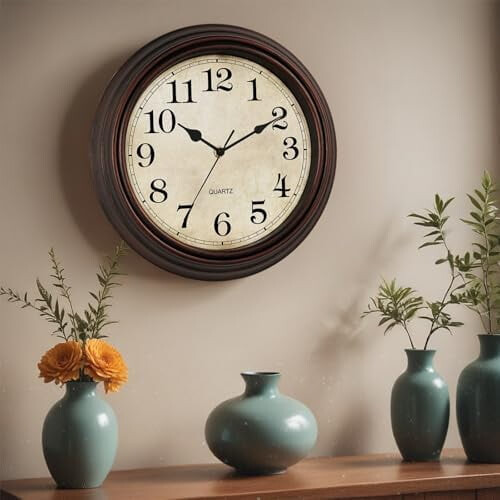 Relógio de parede bronze de 30 cm (12 polegadas) silencioso, alimentado por bateria 2