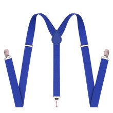 Men's suspenders heavy-duty 7-clasp dark blue
