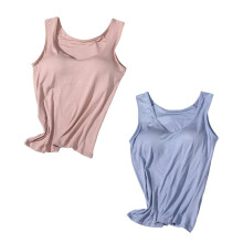Dametanktoppe med indbygget bh, camisoler, mavekontrol, shapewear, cami-shaper, kompressionstop, 2-pak M-XXL