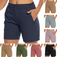 Pantaloni scurți pentru femei, pantaloni de drumeție și jogging ușori cu fermoar, bleumarin, mărime S