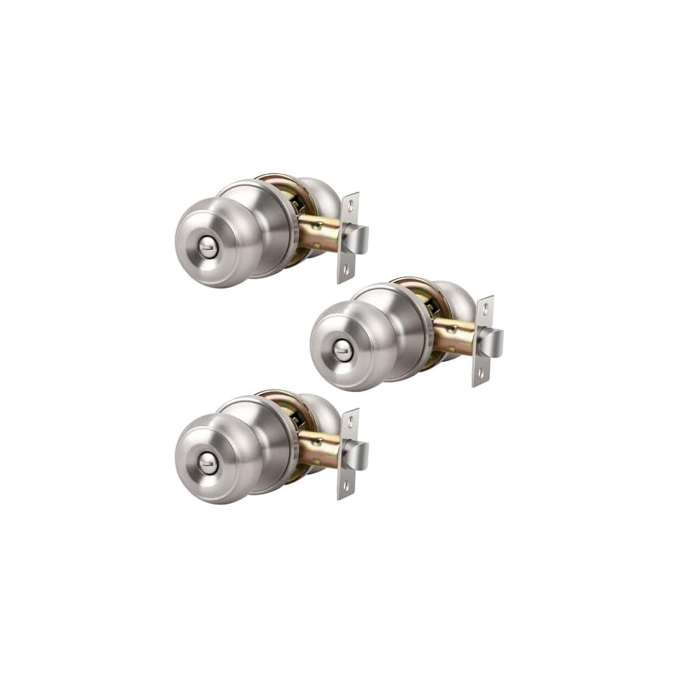 3-Pack Brushed Nickel Privacy Door Knobs With Lock For Bedroom & Bathroom Â Indoor Security Handle, Compatible With Standard Doors 9130661682954
