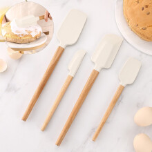 Ludlz szilikon spatula fa nyéllel – hőálló, élelmiszeripari minőségű, BPA-mentes, mosogatógépben mosható, karcmentes, rugalmas kaparó