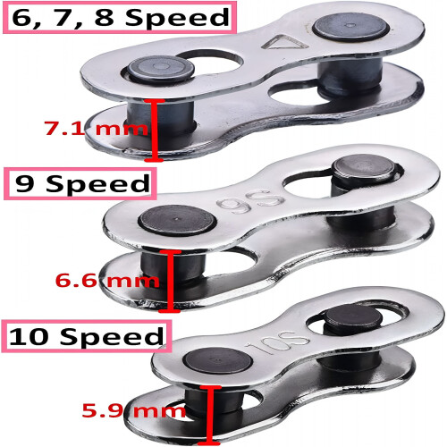 8 Pairs Bicycle Missing Link for 6, 7, 8, 9, 10 Speed Chain, Silver, Reusable 1